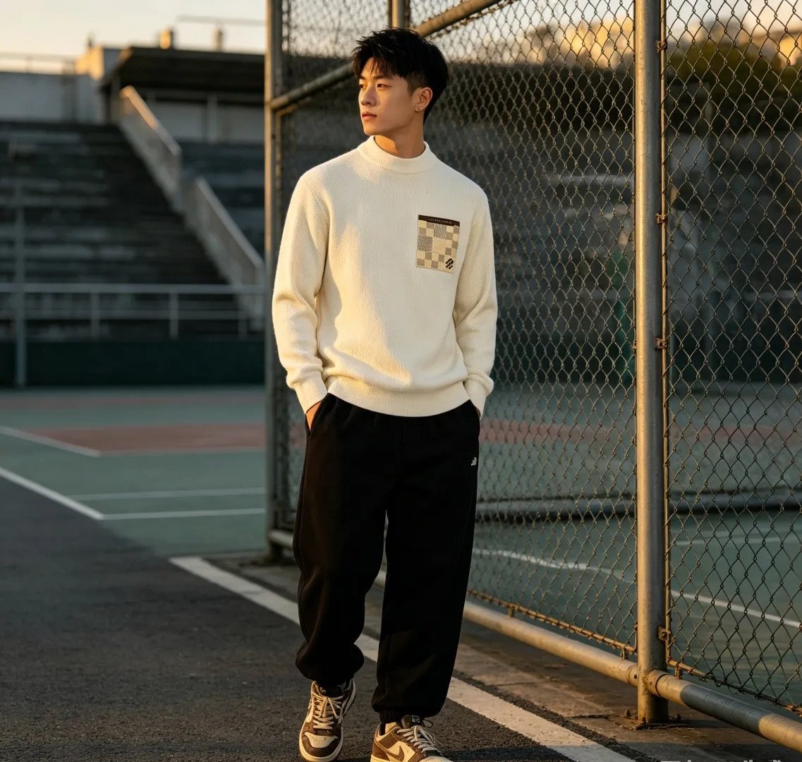 Louis Vuitton/Louis Vuitton checkered fake pocket crewneck sweater